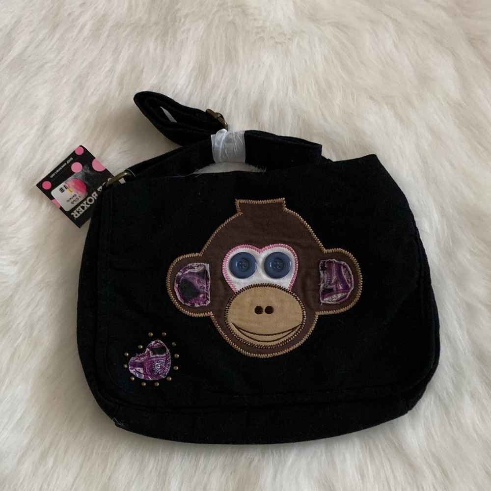 Joe Boxer Black Monkey Face Kids Bag crossbody fabric